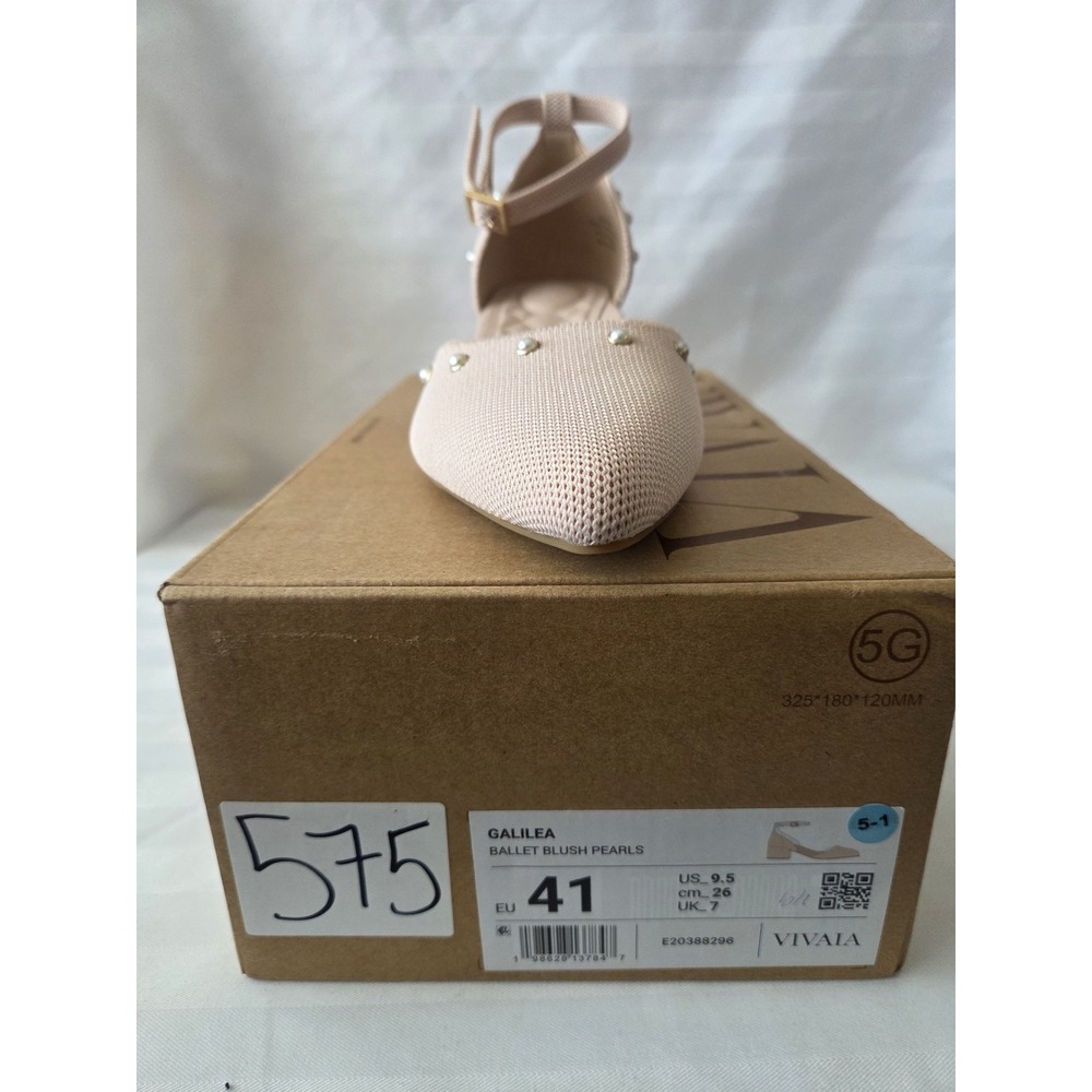 VIVAIA Galilea Ballet Blush Pearl Knit Pointed Toe Block Heel Pumps EU 41 US 9.5 - Picture 7 of 16